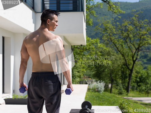 Image of man doing morning exercises