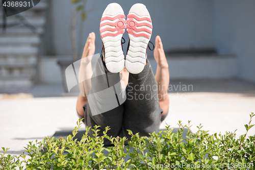 Image of man doing morning yoga exercises