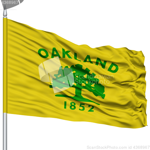 Image of Oakland City Flag on Flagpole, USA