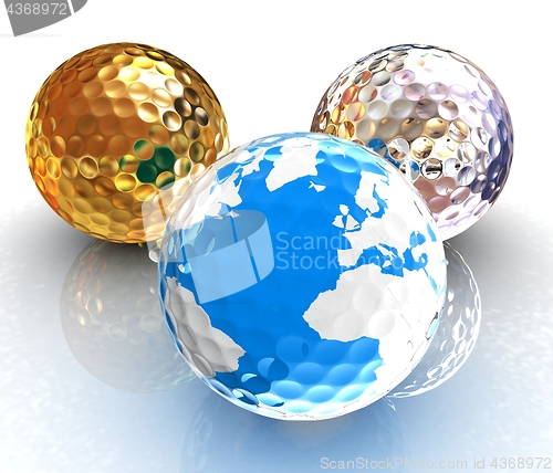 Image of Global golf winner concept with golf balls. 3d illustration