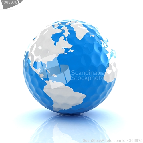 Image of Conceptual 3d illustration. Golf ball world globe