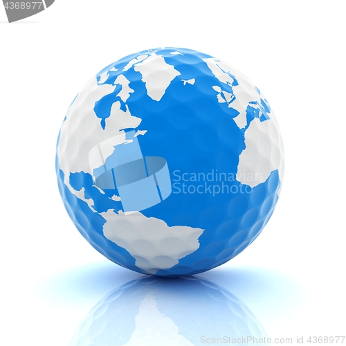 Image of Conceptual 3d illustration. Golf ball world globe