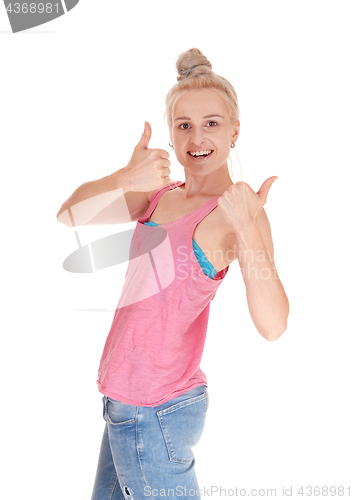 Image of Happy woman with thump up