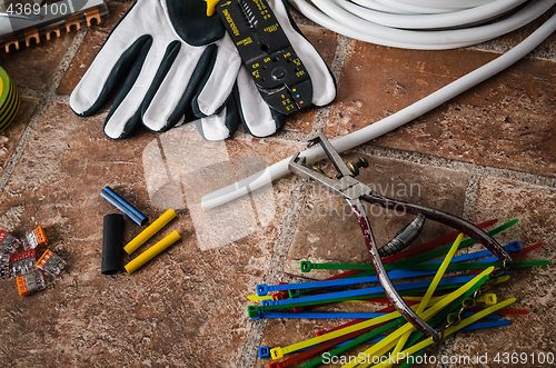 Image of Tools for electrical installation, close-up