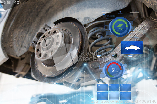 Image of car brake disc at repair station