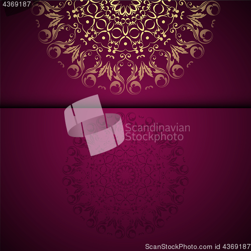 Image of Vector gold oriental arabesque pattern background with place for