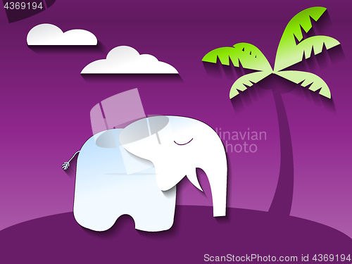 Image of elephant in ultraviolet jungle, paper art style vector