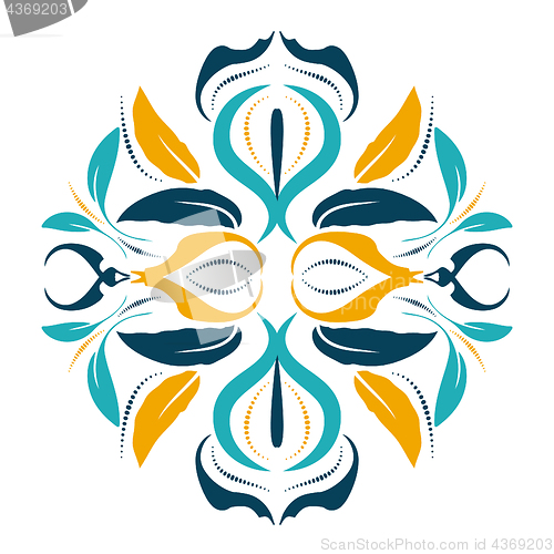 Image of Oriental vector round ornament with arabesques elements