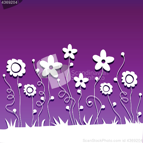 Image of paper  cut flowers on ultraviolet background