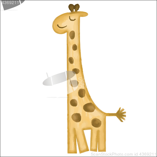 Image of doodle, watercolor hand drawn giraffe isolated on white backgrou