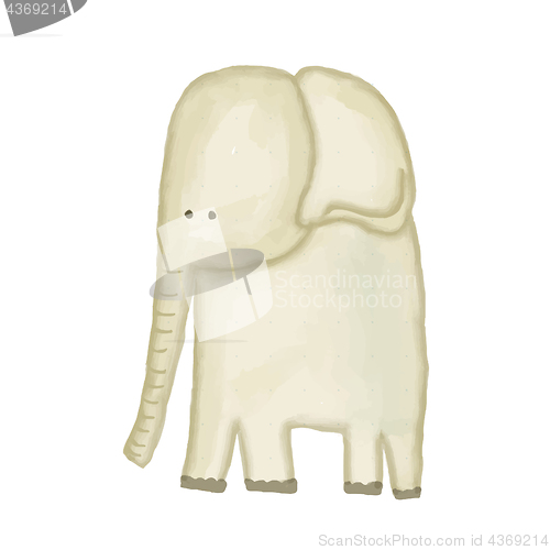 Image of doodle, watercolor hand drawn elephant isolated on white backgro