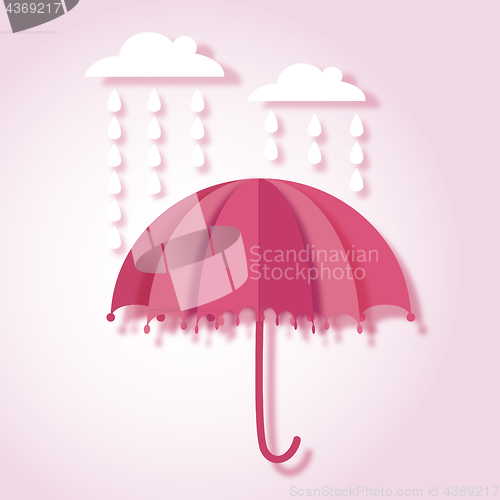 Image of paper art vector illustration with umbrella and rain drops
