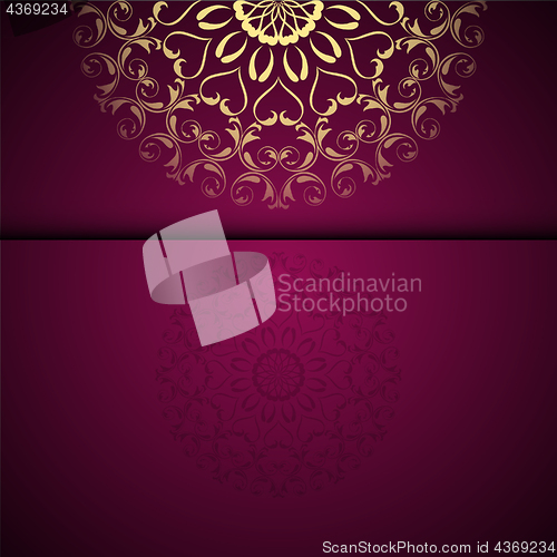 Image of Vector gold oriental arabesque pattern background with place for