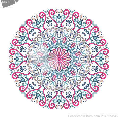 Image of Oriental vector round ornament with arabesques elements