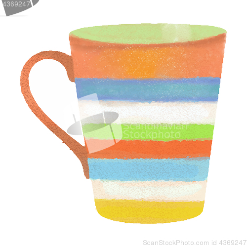 Image of watercolor hand drawn coffee or tea mug isolated on white backgr