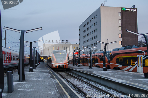 Image of TALLINN, ESTONIA - 7 January 2018: Railway station in Tallinn, E