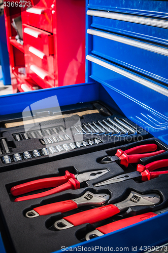 Image of Toolbox in the workshop, close-up