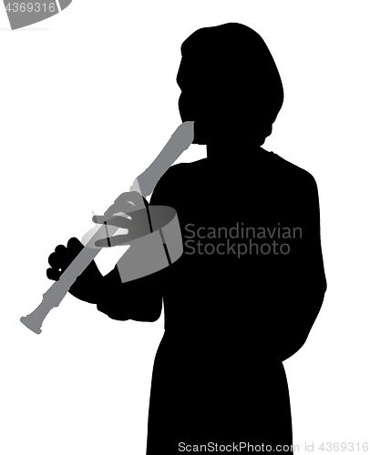 Image of Woman playing recorder flute