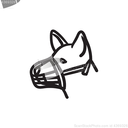 Image of Dog with muzzle sketch icon.