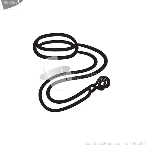 Image of Dog leash and collar sketch icon.