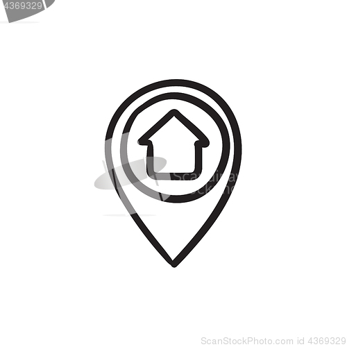 Image of Pointer with house inside sketch icon.