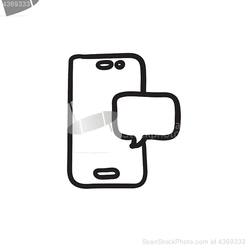 Image of Touch screen phone with message sketch icon.