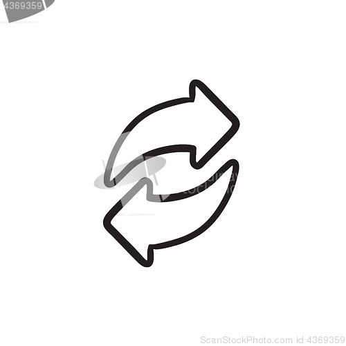 Image of Two circular arrows sketch icon.