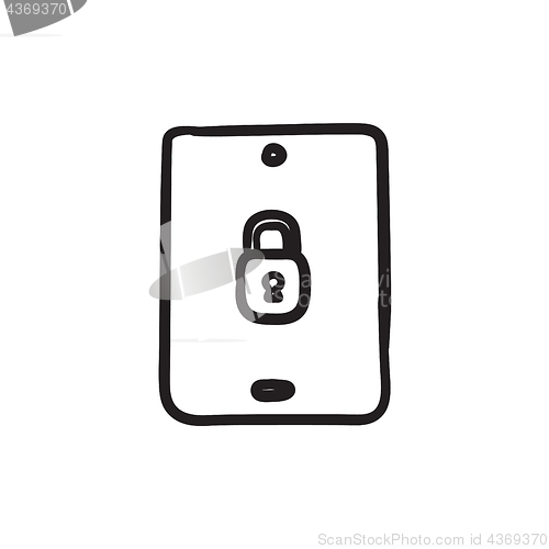 Image of Digital tablet security sketch icon.