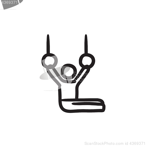 Image of Gymnast on stationary rings sketch icon.