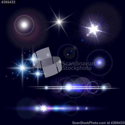 Image of Set of realistic lens flares star lights