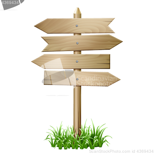 Image of Wooden signboard in a grass.