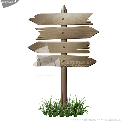 Image of Wooden signboard in a grass.