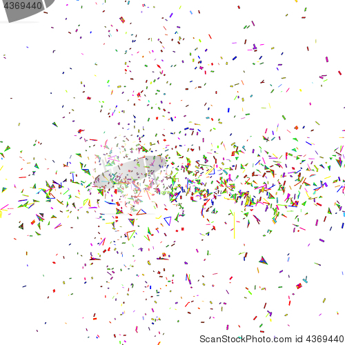 Image of Explosion of multicolored festive confetti on white. Vector