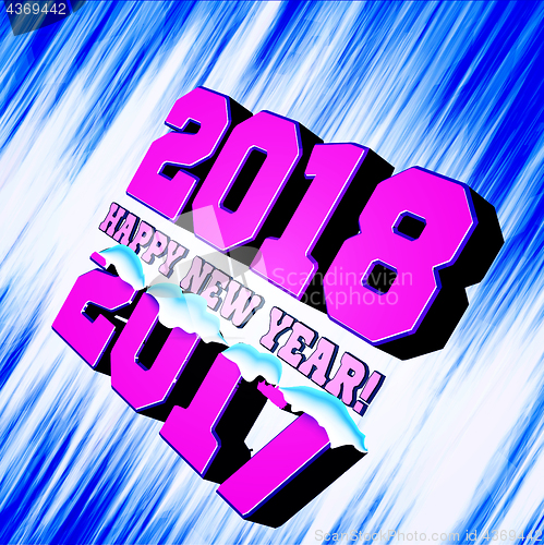 Image of Congratulations on the New Year 2018, which goes after 2017. Vector New Year\'s figures with snow-covered and frozen edges.