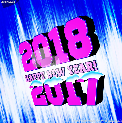 Image of Congratulations on the New Year 2018, which goes after 2017. Vector New Year\'s figures with snow-covered and frozen edges.