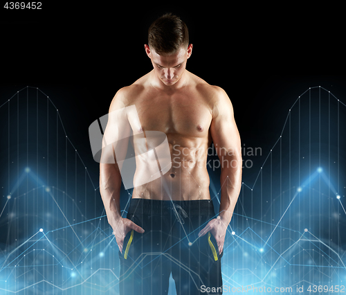 Image of young man or bodybuilder with bare torso