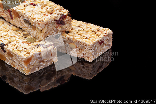 Image of Granola bar with fruits and nuts