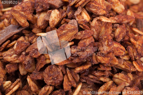 Image of Texture of granola with chocolade.