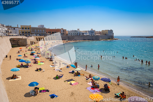 Image of GALLIPOLI, ITALY - 28th August 2017: turism during summer season