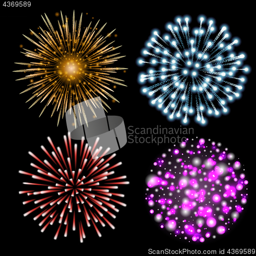 Image of Set of colorful fireworks.
