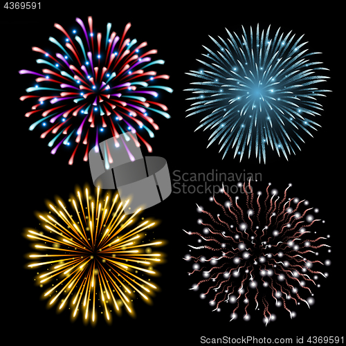 Image of Set of colorful fireworks.