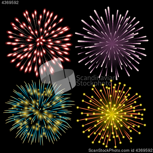 Image of Set of colorful fireworks.