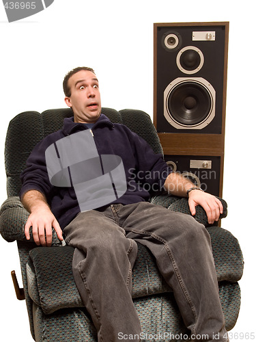 Image of Caucasian Man Listening To Music