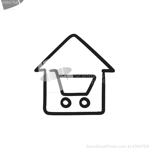 Image of House shopping sketch icon.