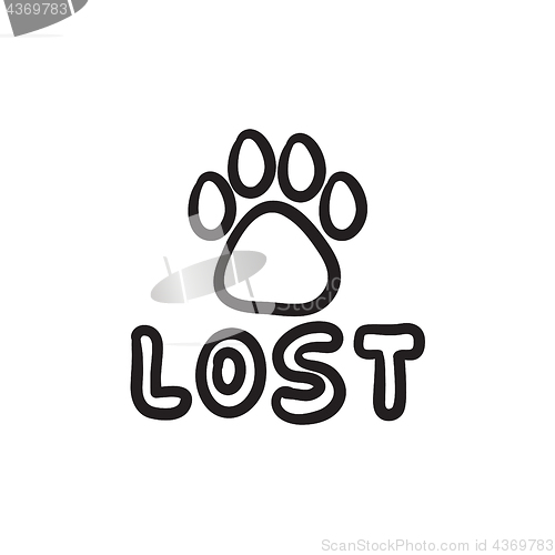 Image of Lost dog sign sketch icon.