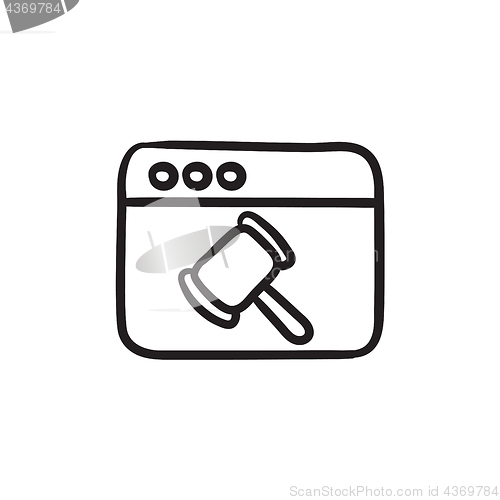 Image of Browser window with judge hammer sketch icon.
