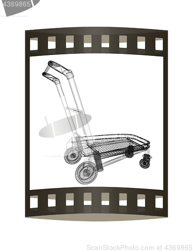 Image of Trolley for luggage at the airport. 3D illustration.. The film s