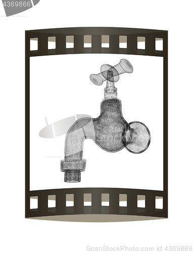 Image of Water tap. 3d illustration. The film strip.
