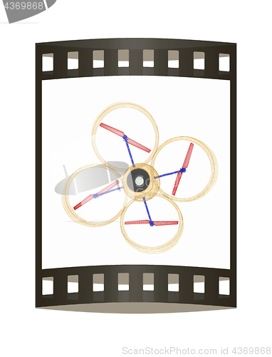 Image of Quadcopter Dron. 3d render. The film strip.