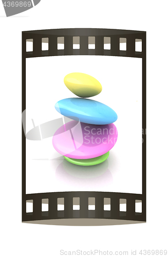 Image of Spa stones. 3D illustration. The film strip.
